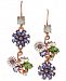 Betsey Johnson Rose Gold-Tone Faceted Bead Flower Mismatch Drop Earrings