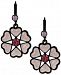 Betsey Johnson Black-Tone Heart Flower Drop Earrings