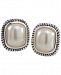 Carolee Silver-Tone Large Imitation Pearl Stud Earrings