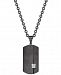 Sutton by Rhona Sutton Men's Black Stainless Steel Pave Dog Tag Pendant Necklace