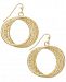 Thalia Sodi Medium 1.5" Gold-Tone Textured Multi-Row Drop Hoop Earrings, Created for Macy's