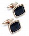 Sutton by Rhona Sutton Men's Rose Gold-Tone Stainless Steel and Jet Stone Cuff Links