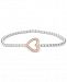 wrapped Diamond Heart Stretch Bead Bracelet (1/6 ct. t. w. ) in 10k Rose Gold and Sterling Silver, Created for Macy's