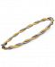 Italian Gold Two-Tone Twisted Bangle Bracelet in 14k Gold and White Gold
