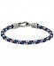 Esquire Men's Jewelry Blue, White and Brown Woven Bracelet in Stainless Steel, Created for Macy's