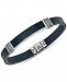 Esquire Men's Jewelry Onyx (45 x 15mm) Black Leather Bracelet in Sterling Silver, Created for Macy's