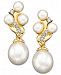 14k Gold Earrings, Cultured Freshwater Pearl and Diamond (1/6 ct. t. w. )