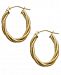 Italian Gold Textured Braided Oval Hoop Earrings in 14k Gold