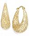 14k Gold Earrings, Diamond-Cut Mesh Puff Earrings, 9/10 inch