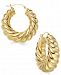 Signature Gold Ribbed Hoop Earrings in 14k Gold over Resin