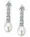 Arabella Bridal Cultured Freshwater Pearl (8mm) and Swarovski Zirconia (3-5/8 ct. t. w. ) Drop Earrings in Sterling Silver
