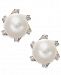 Cultured Freshwater Pearl (7mm) and Diamond Accent Stud Earrings in 14k Gold