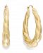 Signature Gold Ribbed Oval Hoop Earrings in 14k Gold over Resin