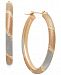 Tri-Tone Satin and Diamond Cut Oval Hoops in 14K Gold
