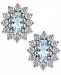 Aquamarine (1-1/3 ct. t. w. ) and Diamond Accent Stud Earrings in 14k White Gold
