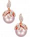 Pink Windsor Pearl (13mm) and Diamond Accent Earrings in 14k Rose Gold