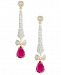 Rare Featuring Gemfields Certified Ruby (1-1/3 ct. t. w. ) and Diamond (1/2 ct. t. w. ) Drop Earrings in 14k Gold