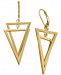 Interlocking Triangle Dangling Drop Earrings in 14k Gold, 1 1/4 inches