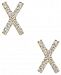 Cubic Zirconia Crisscross Stud Earrings in 10k Gold