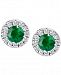 Emerald (1 ct. t. w. ) and Diamond (1/3 ct. t. w. ) Halo Stud Earrings in 14k White Gold