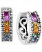 Watercolors by Effy Multi-Sapphire (1-5/8 ct. t. w. ) and Diamond (1/6 ct. t. w. ) Huggy Earrings in 14k White Gold, Created for Macy's