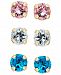 Cubic Zirconia 3-Pc. Set Colored Stud Earrings in 10k Gold