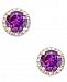 Amethyst (1-1/2 ct. t. w. ) and Diamond (1/6 ct. t. w. ) Stud Earrings in 14k Gold