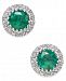 Emerald (5/8 ct. t. w. ) and Diamond (1/10 ct. t. w. ) Stud Earrings in 14k White Gold