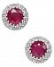 Certified Ruby (5/8 ct. t. w. ) and Diamond (1/10 ct. t. w. ) Stud Earrings in 14k White Gold