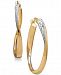 Two-Tone Twisted Hoop Earrings in 14k Gold with Rhodium-Plate