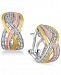 Diamond Weave Tri-Color Hoop Earrings (1/4 ct. t. w. ) in Sterling Silver and 14k Gold-Plate