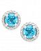 Blue Topaz (1-3/4 ct. t. w. ) and Diamond Accent Halo Stud Earrings in 14k White Gold