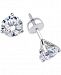 Certified Near Colorless Diamond 3-Prong Stud Earrings (2 ct. t. w. ) in 18k White Gold