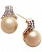 Cultured Golden South Sea Pearl (10mm) and Diamond (5/8 ct. t. w. ) Stud Earrings in 14k Gold