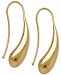 Italian Gold Polished Stylized Teardrop Threader Earrings in 14k Gold, 1 1/4 inch