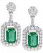 Emerald (1-1/5 ct. t. w. ) and Diamond (1/2 ct. t. w. ) Drop Earrings in 14k White Gold