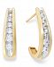 Channel-Set Diamond J Hoop Earrings in 14k Gold (1/2 ct. t. w. )