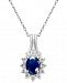 Sapphire (9/10 ct. t. w. ) and Diamond Accent Pendant Necklace in 10k White Gold
