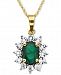 10k Gold Necklace, Emerald (7/8 ct. t. w. ) and Diamond Accent Pendant