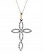 14k Gold Necklace, Diamond Accent Open-Work Cross Pendant