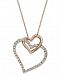Diamond Double-Heart Pendant Necklace in 10k Rose Gold (1/4 ct. t. w. )