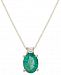 14k Gold Necklace, Emerald (1-1/10 ct. t. w. ) and Diamond Accent Oval Pendant