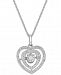 Twinkling Diamond Star Diamond Nested Heart Pendant Necklace in 10k White Gold (1/5 ct. t. w. )