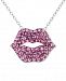 Simone I. Smith Pink Crystal Lips Pendant Necklace in Platinum over Sterling Silver