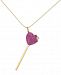 Simone I. Smith Pink Crystal Heart Lollipop Pendant Necklace in 18k Gold over Sterling Silver