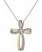 Diamond Tri-Tone Cross Pendant Necklace in 14k Gold and Sterling Silver (1/10 ct. t. w. )