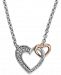 Diamond Double Heart Pendant in Sterling Silver and 14k Rose Gold (1/5 ct. t. w. )