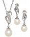 Cultured Freshwater Pearl (7-8mm) and Diamond Accent Jewelry Set in Sterling Silver