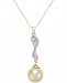 Cultured Golden South Sea Pearl (10mm) and Diamond (1/10 ct. t. w. ) Pendant Necklace in 14k Gold