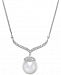Cultured South Sea Pearl (12mm) and Diamond (3/8 ct. t. w. ) Pendant Necklace in 14k White Gold